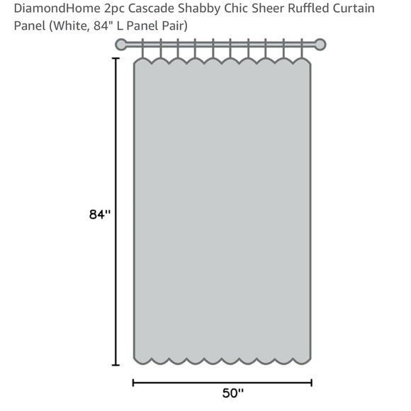 2pc Cascade Shabby Chic Sheer Ruffled Curtain Panel (White, 84" L Panel Pair) - Picture 3 of 3